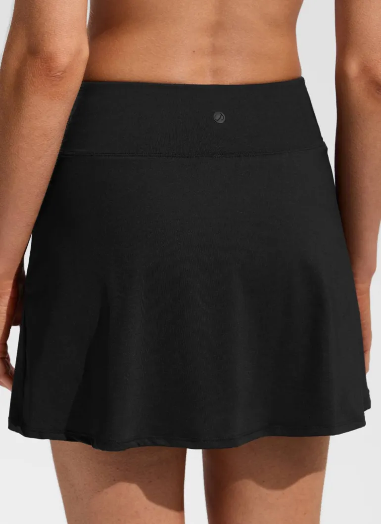A Line Side Split Built in Brief Swim Skirt