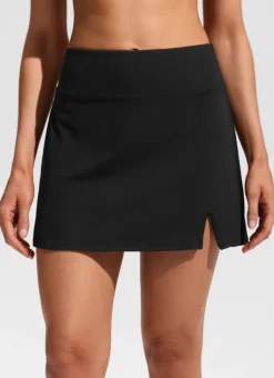 A Line Side Split Built in Brief Swim Skirt