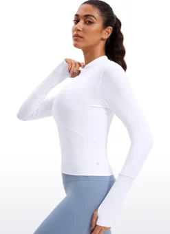 Brushed Half Zip Cropped Long Sleeve