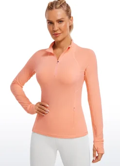 Brushed Thumbhole Half Zip Long Sleeve