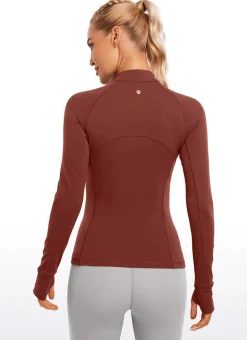 Brushed Thumbhole Half Zip Long Sleeve