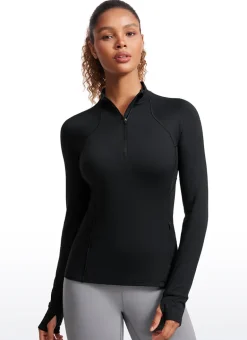 Brushed Thumbhole Half Zip Long Sleeve