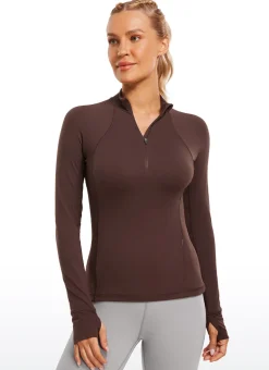 Brushed Thumbhole Half Zip Long Sleeve
