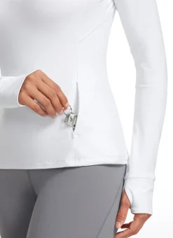 Brushed Thumbhole Half Zip Long Sleeve