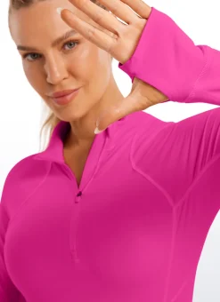 Brushed Thumbhole Half Zip Long Sleeve