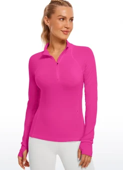 Brushed Thumbhole Half Zip Long Sleeve
