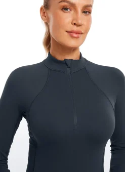 Brushed Thumbhole Half Zip Long Sleeve