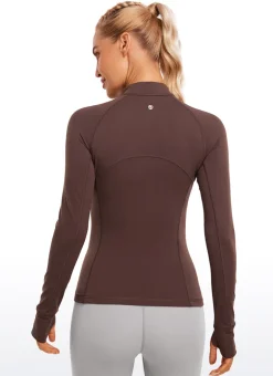 Brushed Thumbhole Half Zip Long Sleeve