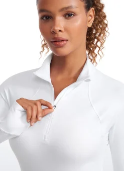 Brushed Thumbhole Half Zip Long Sleeve