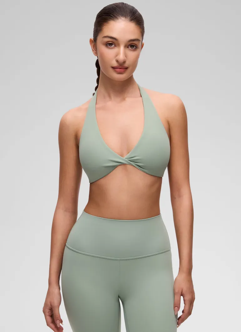 Butterluxe Double Lined Twist Halter Sports Bra