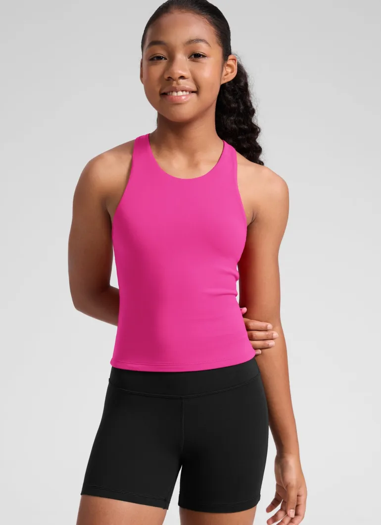 Butterluxe Girls Double Lined Racerback Tank Tops Waist Length