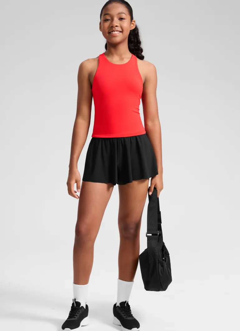 Butterluxe Girls Double Lined Racerback Tank Tops Waist Length