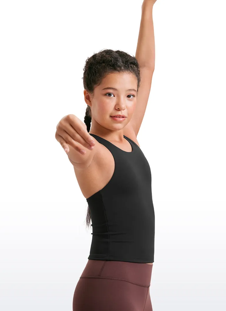 Butterluxe Girls Double Lined Racerback Tank Tops Waist Length