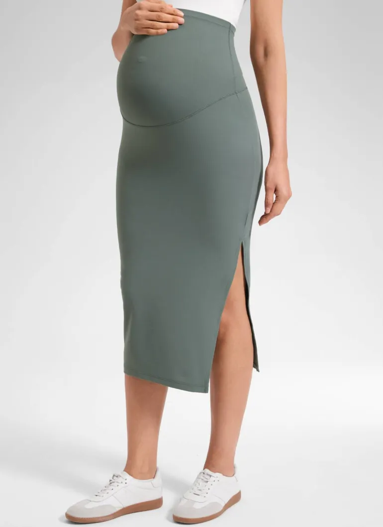 Butterluxe Maternity Midi Slit Skirt
