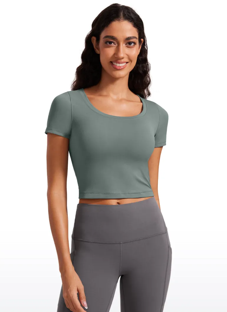 Butterluxe Scoop Neck Cropped Short Sleeves