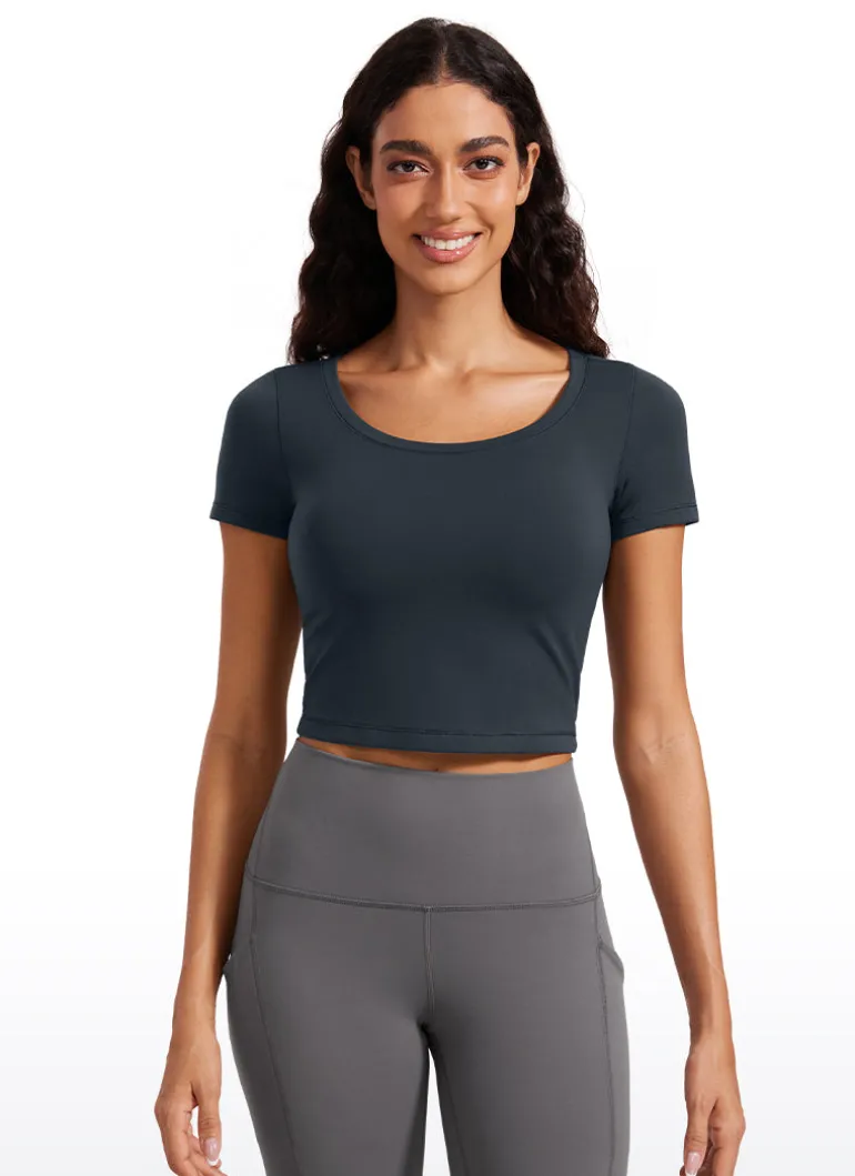 Butterluxe Scoop Neck Cropped Short Sleeves