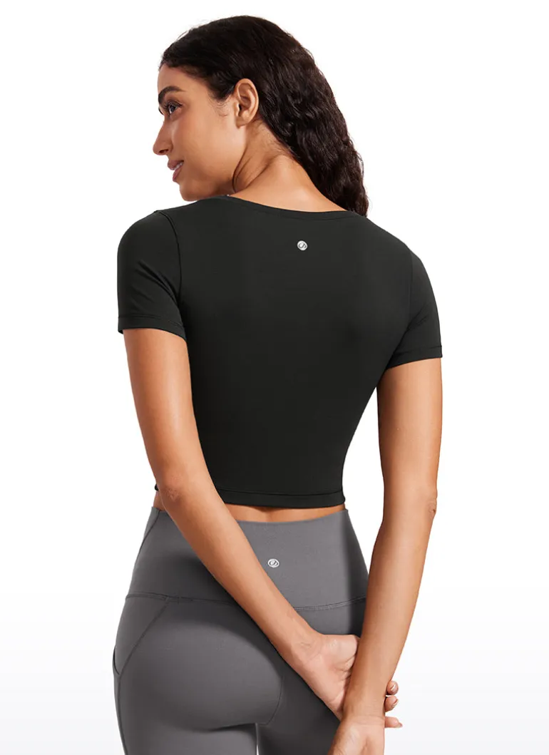 Butterluxe Scoop Neck Cropped Short Sleeves