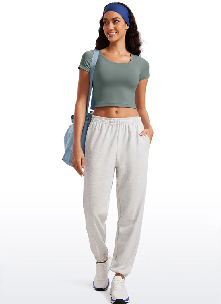 Butterluxe Scoop Neck Cropped Short Sleeves