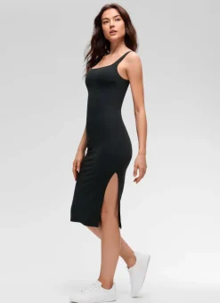 Butterluxe Square Neck Side Split Midi Dress