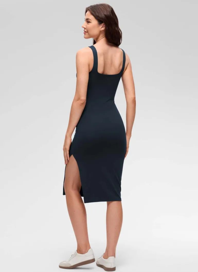 Butterluxe Square Neck Side Split Midi Dress