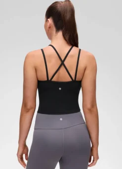 Butterluxe V Neck Cross Back Built in Bra Tank
