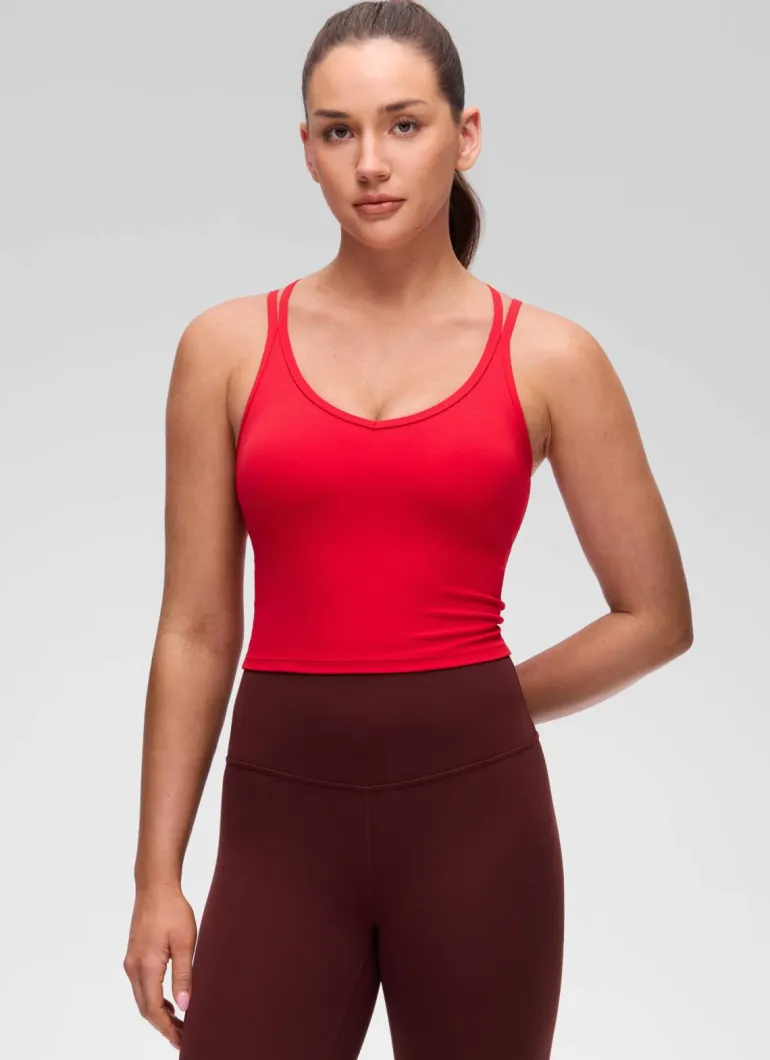 Butterluxe V Neck Cross Back Built in Bra Tank