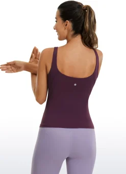 Butterluxe Waist-Length Built-in Bra Tank V Neck