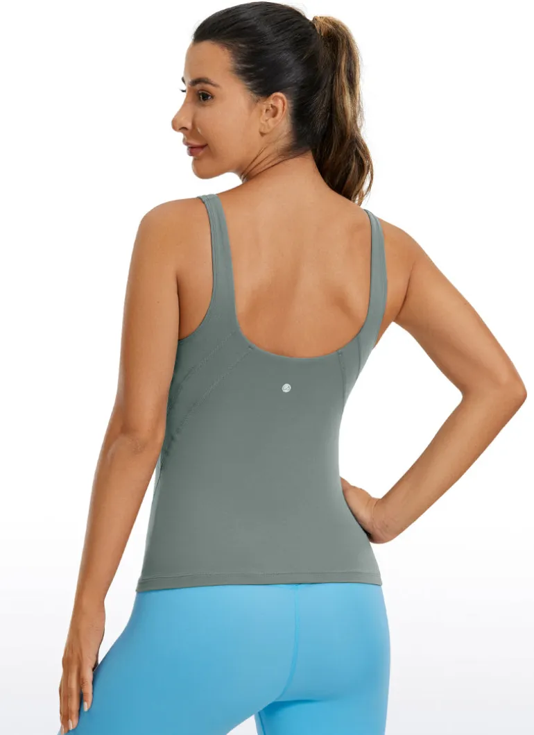 Butterluxe Waist-Length Built-in Bra Tank V Neck