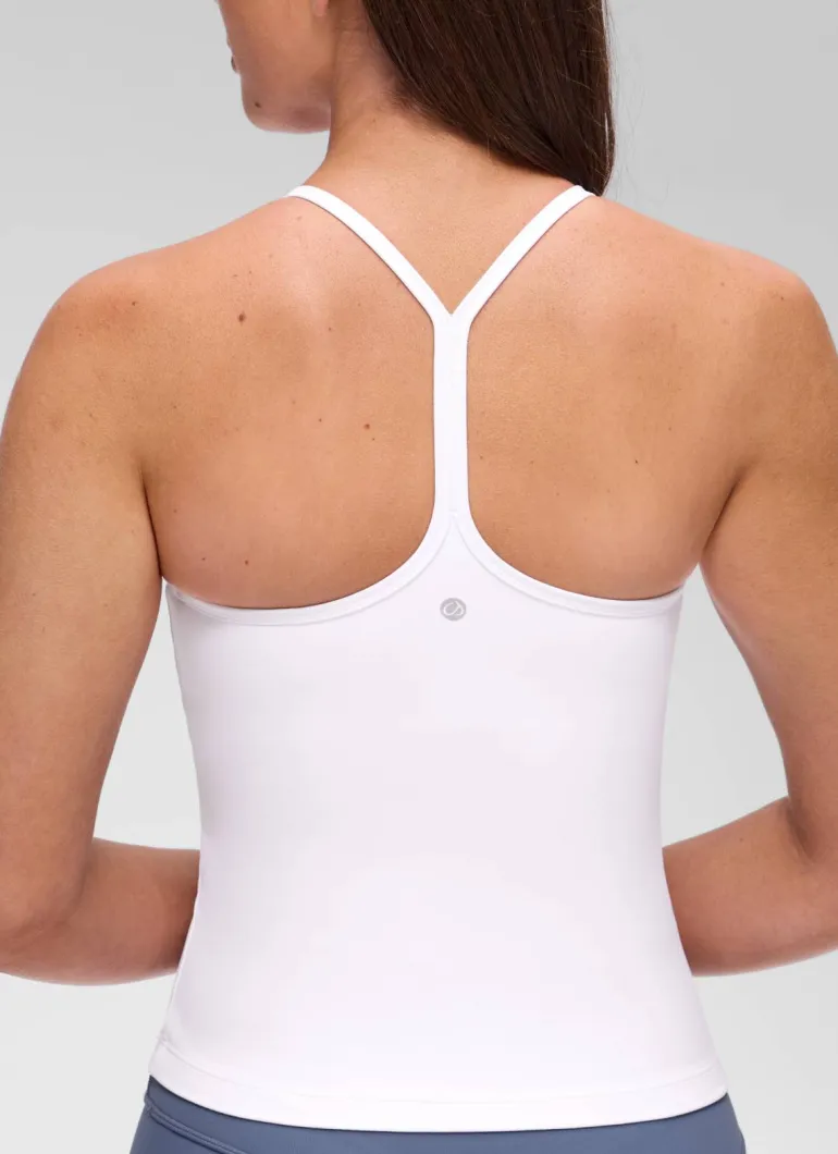 Butterluxe Waist Length Y Back Built in Bra Tank