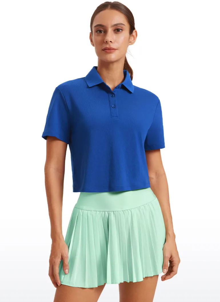 3 Button Collared Cropped Quick Dry Polo