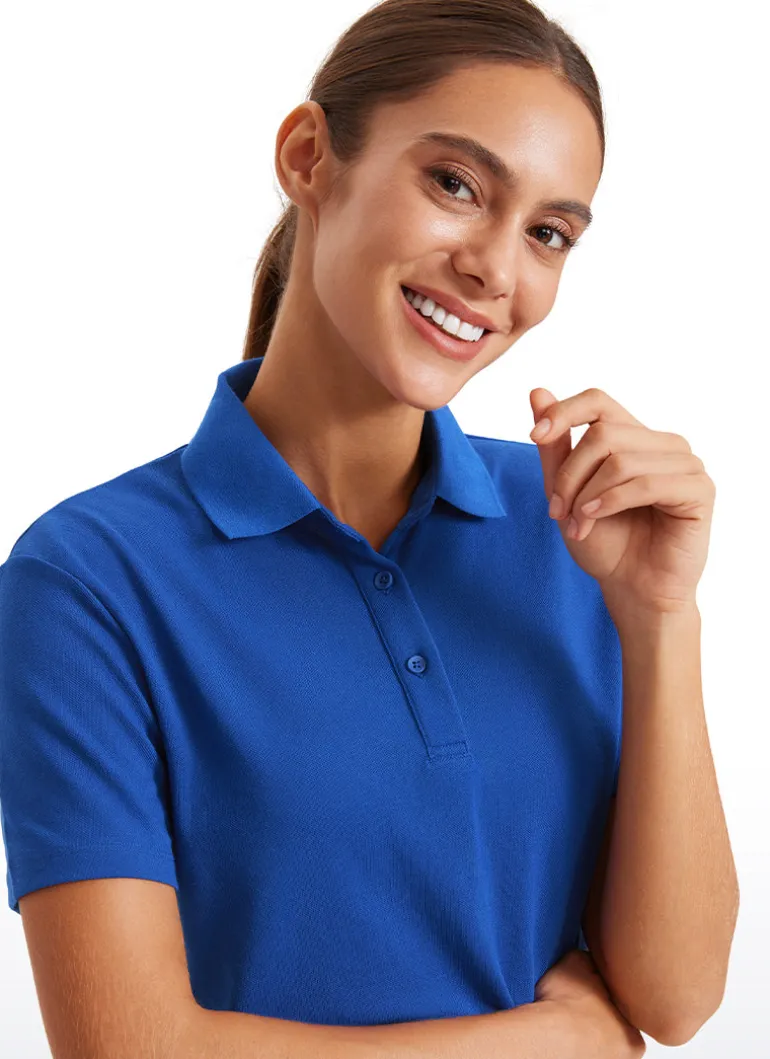 3 Button Collared Cropped Quick Dry Polo