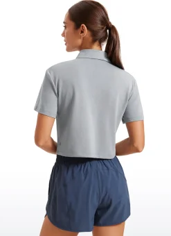 3 Button Collared Cropped Quick Dry Polo