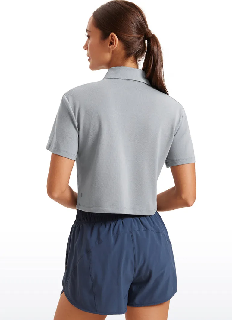 3 Button Collared Cropped Quick Dry Polo