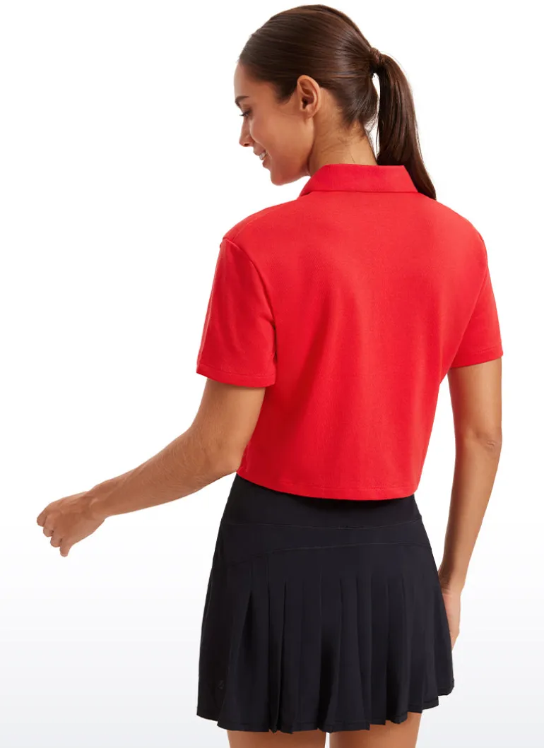 3 Button Collared Cropped Quick Dry Polo