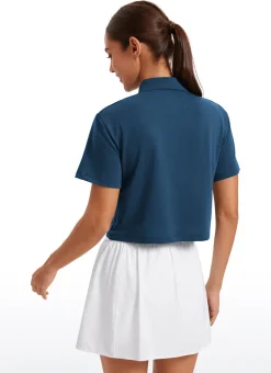 3 Button Collared Cropped Quick Dry Polo