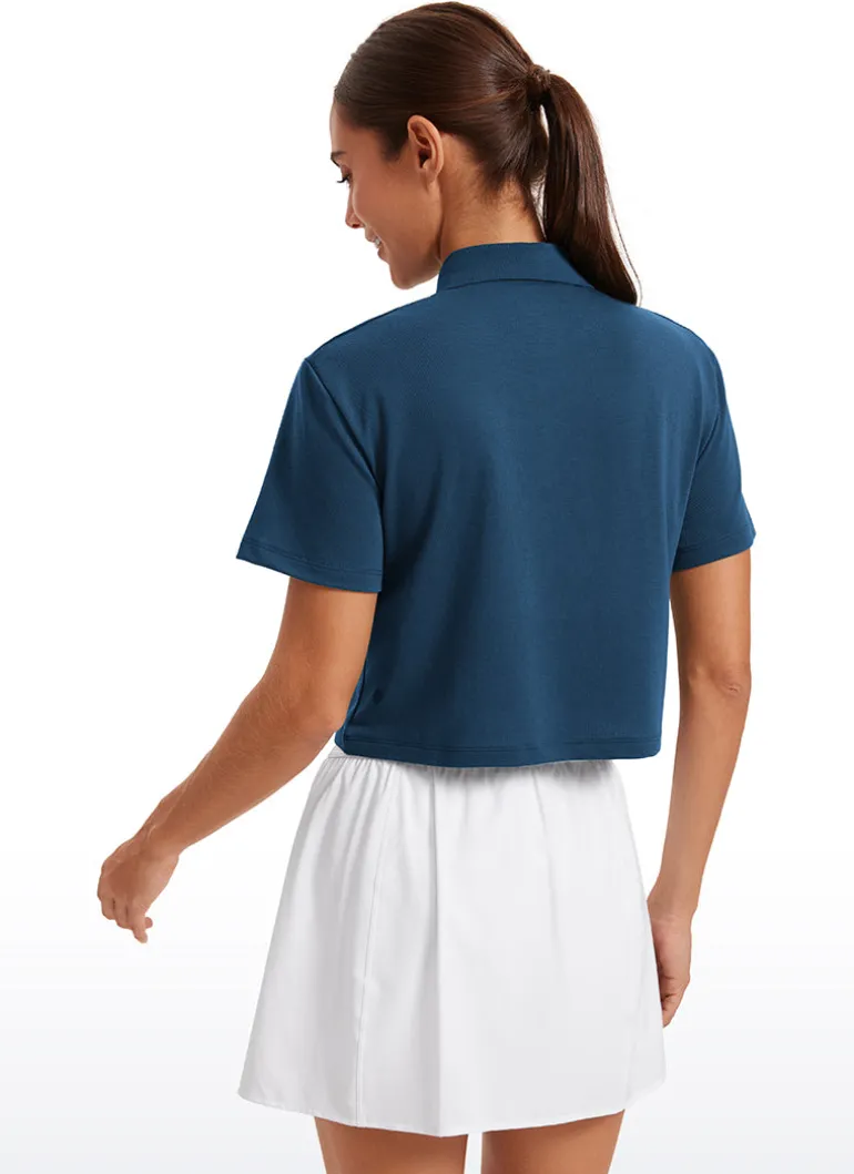 3 Button Collared Cropped Quick Dry Polo