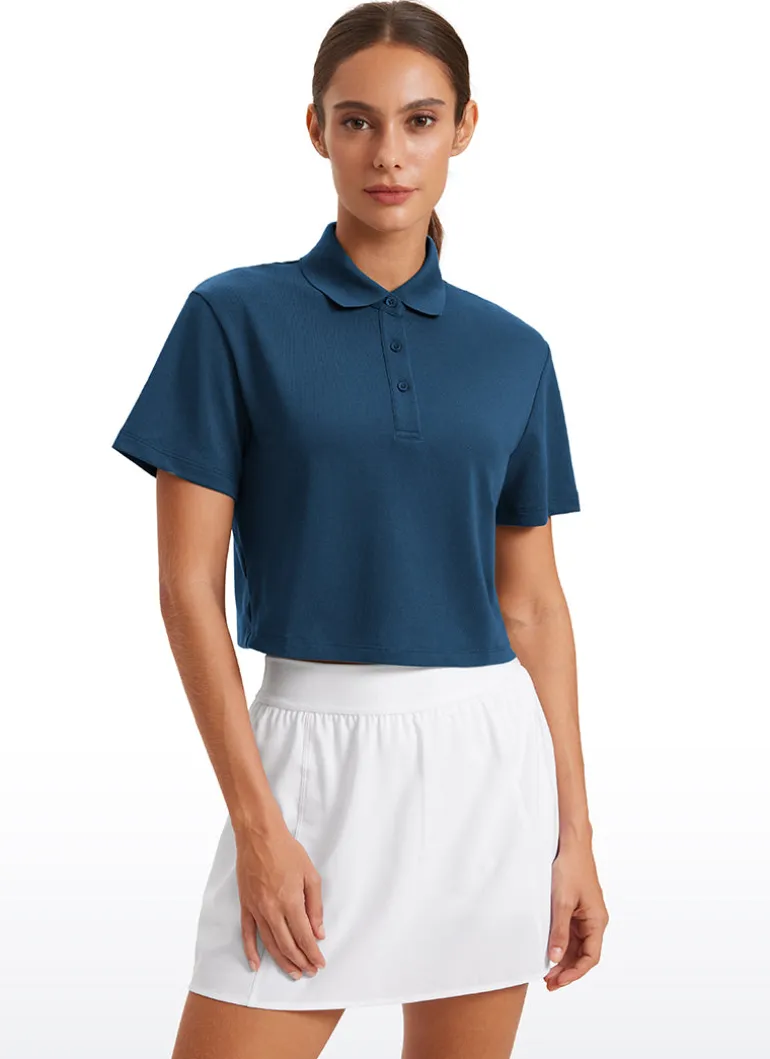 3 Button Collared Cropped Quick Dry Polo