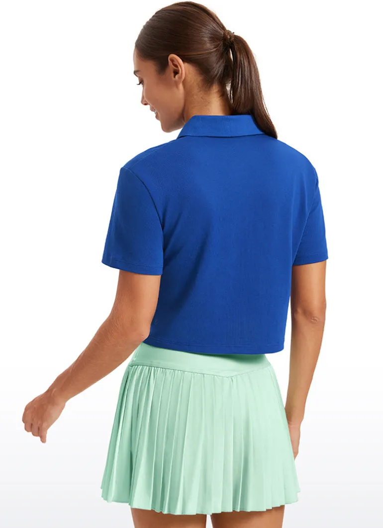 3 Button Collared Cropped Quick Dry Polo