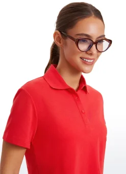 3 Button Collared Cropped Quick Dry Polo