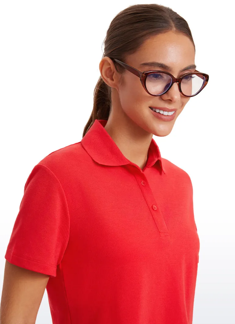 3 Button Collared Cropped Quick Dry Polo