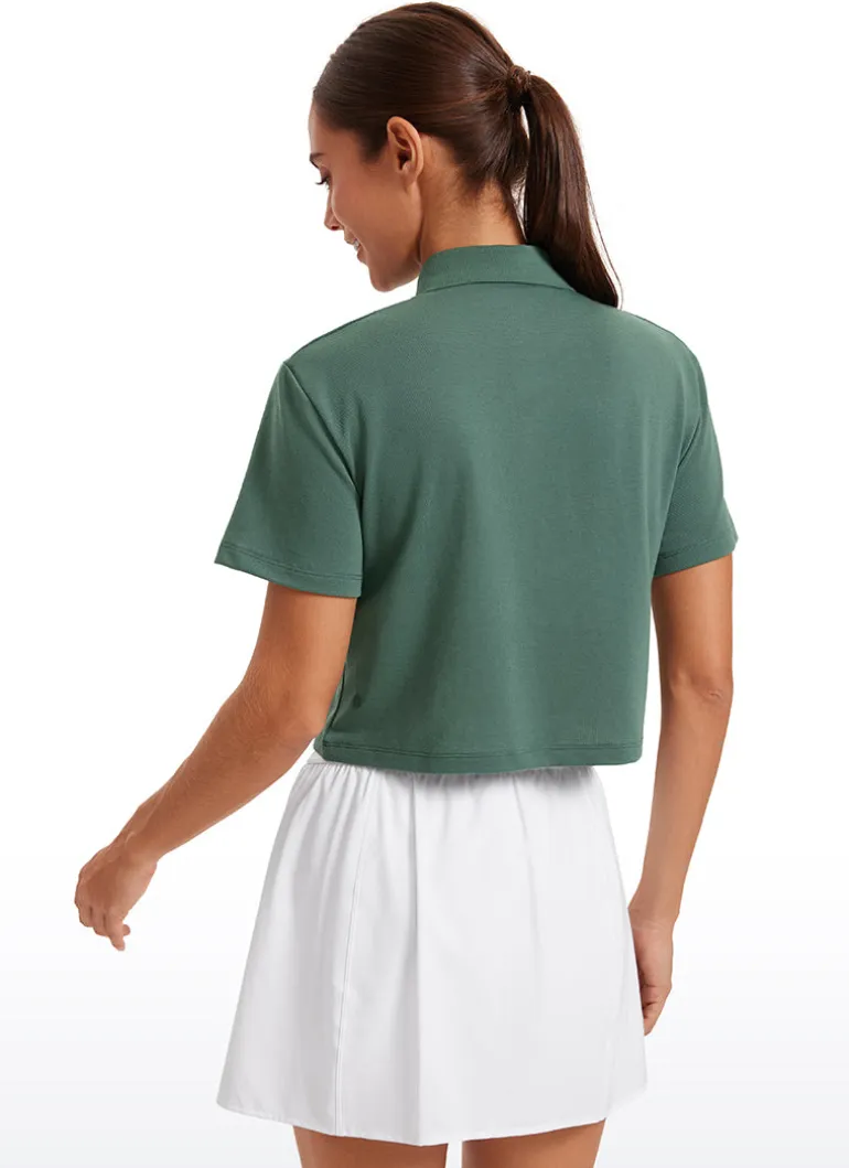 3 Button Collared Cropped Quick Dry Polo