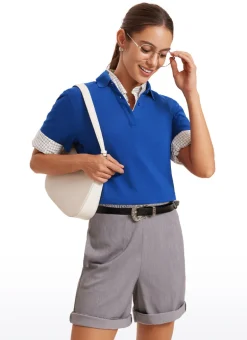 3 Button Collared Cropped Quick Dry Polo