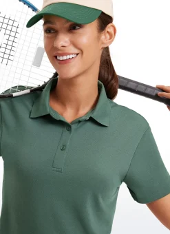 3 Button Collared Cropped Quick Dry Polo