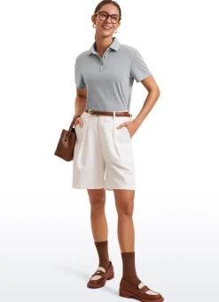 3 Button Collared Cropped Quick Dry Polo
