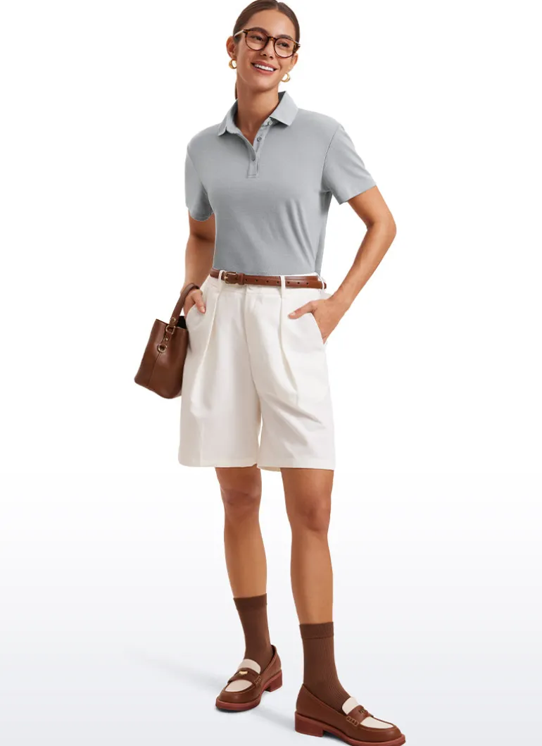 3 Button Collared Cropped Quick Dry Polo