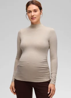 Cloud Jersey Maternity Mock Neck Ruched Shirt