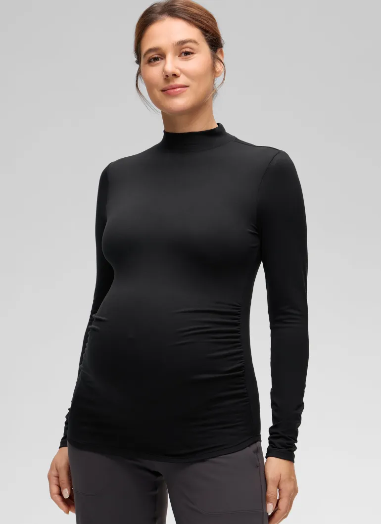 Cloud Jersey Maternity Mock Neck Ruched Shirt