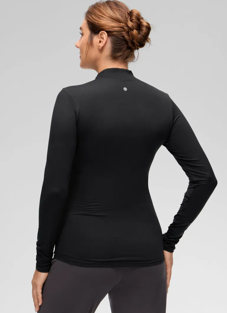 Cloud Jersey Maternity Mock Neck Ruched Shirt