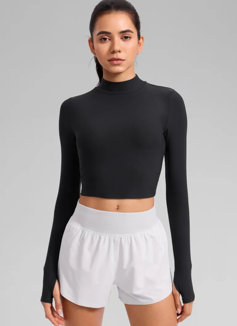 Cloudweight Mock Neck Crop Long Sleeve