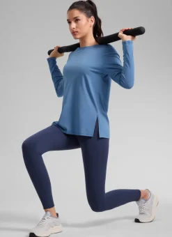 Cotton-Blend Boat Neck Long Sleeve